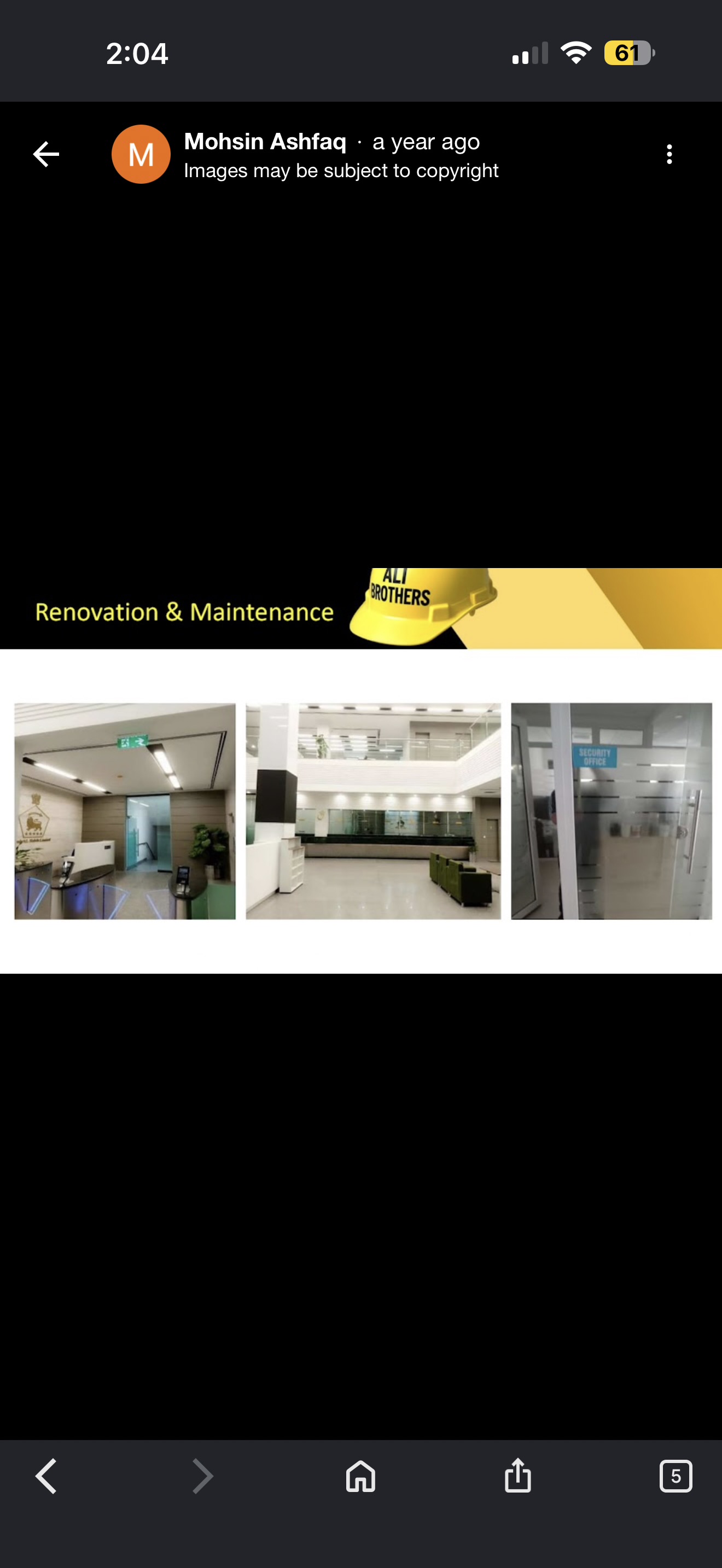 Renovation and maintenance — reception and office spaces