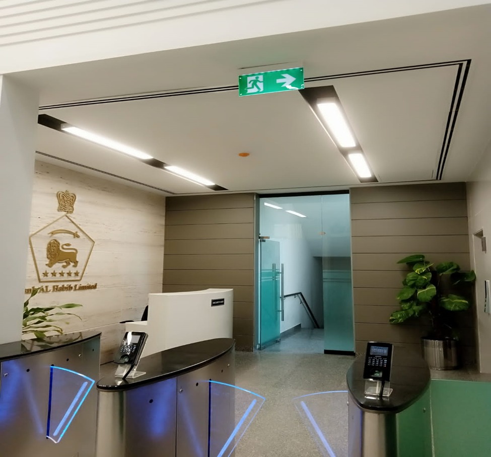 Completed Bank Al Habib reception and controlled-access installation